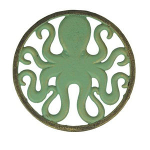 Salvamanteles de Cocina Redondo con Diseño Clásico de Pulpo de Hierro, Estilo Náutico Marino, Detalles en Bronce, Resistente al Calor, Precio Más Bajo - Product Image 1