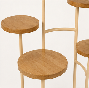 Support à plantes en bois sur mesure OEM, support à fleurs rond à plusieurs niveaux en bois pour la décoration de la maison, du bureau et de l'hôtel - Product Image 2