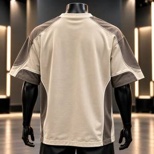 Men's <b>Raglan</b> <b>Sleeve</b> <b>T</b>-<b>Shirt</b> O-Neck Breathable Cotton Jersey Oversized Fit Quick Dry 220g Front Logo Printed - Product Image 2