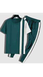 Men's Lightweight Breathable Printed <b>Track</b> Suit <b>T</b>-Shirt and Pants Set Solid Color Short Sleeve Casual Two-Piece Summer Outfit - Product Image 2
