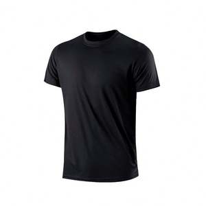 T-shirt de sport pour homme en polyester et élasthanne, séchage rapide, performance athlétique, col rond, motif uni, tricoté, évacuation de l'humidité - Product Image 2