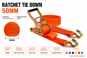 Heavy Duty Load Control Ratchet Tie Down Strap 50mm 5000kg Polyester High Strength for <b>Cargo</b> Lashing Custom Factory Supply - Product Image 4