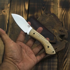 Cuchillo de Desollar de Acero de Diseño Único con Hoja Fija, Mango de Madera de Fresno, ODM OEM, Cuchillo Utilitario de Acero Integral para Bushcraft y Camping - Product Image 2
