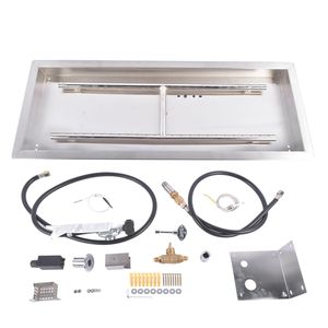 Kit Bruciatore per Focolare a Gas Rettangolare 30x10 in Acciaio Inox per Riscaldamento Interno ed Esterno del Patio - Product Image 2
