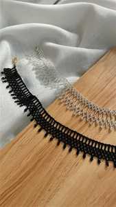 Collier ras-de-cou fait main noir à pampilles perlées pour femme, bijou vintage de soirée, pièce maîtresse, par UO INDIA - Product Image 2