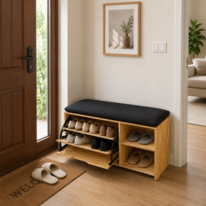 Modern minimalist shoe cabinet made from durable American <b>pine</b> plywood Safe smooth edges with a sturdy multi tier design. - Product Image 4