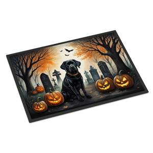 Black Labrador Retriever Spooky Halloween <b>Doormat</b> Non-Slip Washable Low Pile Indoor/Outdoor Rugs for Entryway 24H X 36W Front - Product Image 1