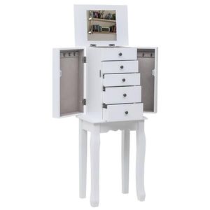 Armadio Portagioie Verticale con 5 Cassetti e 8 Ganci per Collane, Organizer Superiore e 2 Cassettiere Laterali - Product Image 6