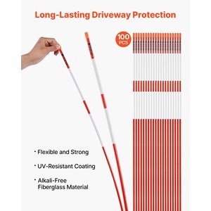 Set di 100 Segnali Riflettenti per Vialetti, 72 cm di Lunghezza, Diametro 5/16, Tessuto Riflettente, 12 Punte in Acciaio per Foratura, per Vialetti e Neve - Product Image 2