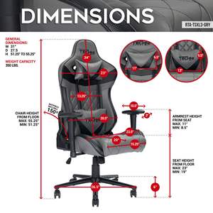 Techni Sport XL sedia da gioco ergonomica in grigio - Product Image 4