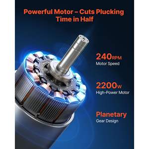 Machine à plumer les poulets électrique 23,6 tambours Modèle D0100XU4DNW 2200W 240RPM 119 doigts souples en acier inoxydable Traitement des plumes - Product Image 3