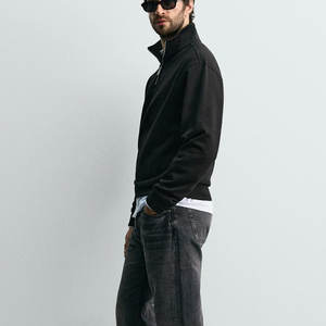 Sweat-shirt pour homme à demi-zip en polaire, pull à quart de zip, coupe courte, tissus de qualité supérieure, respirabilité, chaleur, 100% coton - Product Image 4