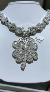 Colgante Personalizado Hiphop con Trébol de Plata 925 Bañado en Oro de 18k, con Moissanita VVS que Pasa la Prueba del Diamante, para Fiestas - Product Image 4