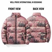 Veste matelassée en polyester premium 300 GSM, respirante, à séchage rapide, chaude, pour l'hiver, rose, gris, noir, impression numérique personnalisée urbaine