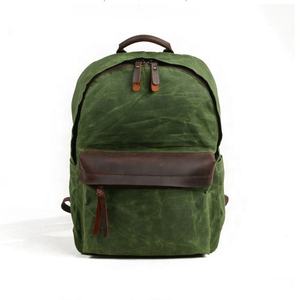 Sac à dos pour ordinateur portable en toile unisexe vert souple avec bretelles résistant à l'eau 20-39L style décontracté fermeture éclair - Product Image 2