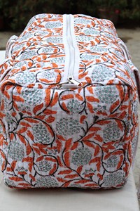 Bolsa de Lona Acolchada de Algodón Vintage, Grande, Azul con Estampado Floral, de Alta Calidad, para Viajes Cortos, para Mujer, el Mejor Regalo para una Persona Especial - Product Image 3