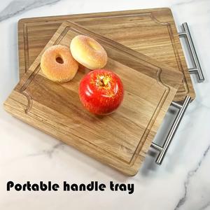 Juego de tablas de cortar de alta resistencia con mango de acero, ranura profunda para jugos, superficie apta para cuchillos, ideal para cortar y servir a diario - Product Image 3