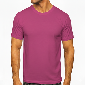 Camiseta de Manga Corta para Hombre, Cuello Redondo, Corte Regular, Color Magenta, Estilo Juvenil, Alta Calidad, 100% Algodón, 220g, Tejido Ecológico - Product Image 1