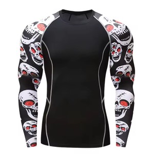 เสื้อรัดกล้ามเนื้อแขนยาว MMA คุณภาพดีที่สุด แบบเรียบ สำหรับผู้ชาย ทรงปกติ - Product Image 1