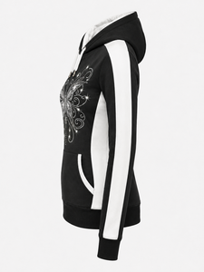 Sudadera con Capucha y Estampado de Diamantes de Imitación para Mujer, Sudadera de Manga Larga, Suave y Casual - Product Image 2