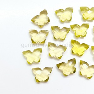 Pendentif en quartz citron naturel en forme de papillon, pierre précieuse sculptée à la main, briolette 14 mm, vente en gros pour la fabrication de bijoux - Product Image 6