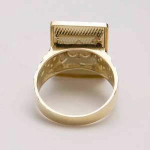 Classic Geometric Cocktail <b>Ring</b> In 9K Solid Real Gold Plated Metal Bezel Setting Unisex Daily Wear Jewelry - Product Image 1