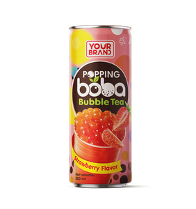 320ml Your Brand strawberry Popping Boba Bubble Tea Drink Private Label Free Sample OEM/ODM - Product Image 1