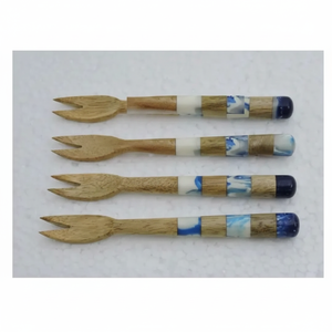 Juego de tenedores de acero inoxidable de moda con mango de resina de madera para ocasiones especiales, eventos, restaurantes, hoteles, juego de cubiertos decorativos. - Product Image 5