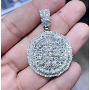 Iced Out <b>Money</b> Symbol Pendant With Baguette Moissanite Diamond Hip Hop Jewelry Style - Product Image 1