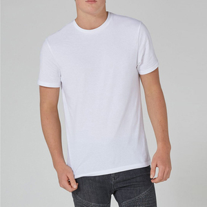 T-shirt blanc à manches courtes pour homme, col rond, 100% coton jersey, décontracté, couleur unie, design simple, tissu tricoté - Product Image 1