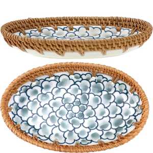 New Designs Round Serving Tray Natural Bamboo and Rattan Woven Tray for Home <b>Coffee</b> <b>Table</b> Available at Best Price - Product Image 3