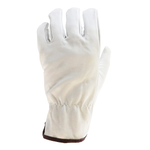 Custom Design <b>Heat</b> Resistant Cow Leather Working Gloves White Color Industrial Safety Full Palm Work Gloves With Elastic Cuff - Product Image 3