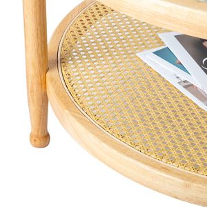 Tavolino da Caffè in Rattan Fatto a Mano Stile Boho 31,5 Pollici con Piano in Vetro per Soggiorno, Balcone, Patio o Camera da Letto - Product Image 2