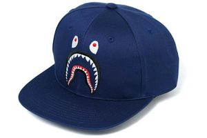 Casquette Snapback Bleue à 6 Panneaux avec Broderie Motif Bouche de Requin sur le Panneau Avant, Unisexe, Style Urbain, Chapeau Ajusté, Effet Délavé, 100% Coton - Product Image 2
