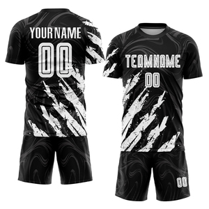 Maillot de football personnalisé sublimé noir et rose avec nom et numéro d'équipe, unisexe, manches courtes, anti-transpiration, anti-UV, respirant, taille plus - Product Image 2