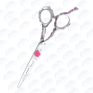 Super-Sharp <b>Blade</b> Hairdressing Shears with Rosebud/Pink-Stone Finish Stainless Steel <b>Barber</b> Hair Cutting Scissors - Product Image 5