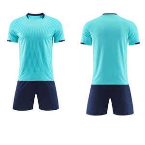 Ensemble de maillots de football américain sublimés blancs et bleus pour hommes, col rond, manches courtes, polyester respirant, séchage rapide, nom d'équipe personnalisé - Product Image 3