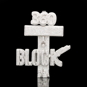 Pendentif pour homme en alliage plaqué or, style hip-hop, serti de CZ, Alpha Prime - Product Image 1