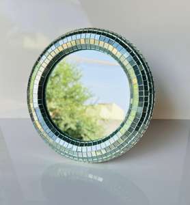 Miroir en verre craquelé fait main Art Déco de 6 pouces, très demandé, avec un design mosaïque durable pour la décoration de la maison et du bureau - Product Image 6