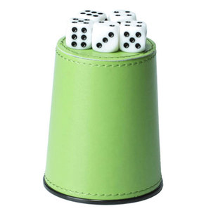 High Quality Green Leather Eco-Friendly Luxury <b>Dice</b> Cup with Same Color Inside and Custom Logo by MAKUM INTERNATIONAL - Product Image 1