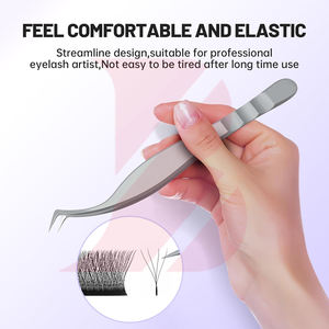 Pince à épiler pour cils à pointe en fibre, haute précision, en acier inoxydable argenté, pour volume, meilleur prix, fournitures en gros pour extensions de cils - Product Image 3