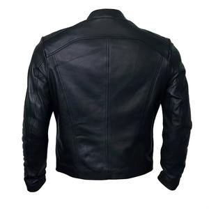 Veste en cuir véritable et toile pour homme, style décontracté, en peau de mouton véritable, pour motards et bikers, vente en gros - Product Image 2