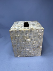 Boîte à mouchoirs portable de luxe indienne moderne faite à la main avec incrustation de nacre, artisanat en coquillage naturel poli, décoration pour la maison, le bureau et la voiture - Product Image 4