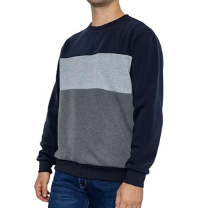 Sudadera Personalizada para Hombre con Paneles en el Pecho en Azul Marino y Gris, Estilo Casual para Otoño, Sudaderas al por Mayor OEM para Hombre - Product Image 2