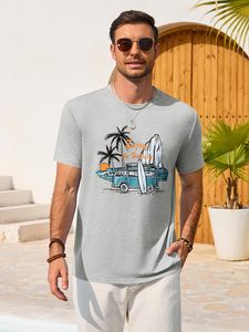 Camisetas unisex de manga corta |   Camisa Hawaiana Informal de Corte Regular con Estampado de Palmeras y Flores, Logotipo Frontal, Secado Rápido y Transpirable - Product Image 2