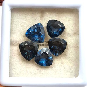 Topacio azul de Londres natural, corte trillón, piedras sueltas de 12 mm, cuentas facetadas de topacio azul para la fabricación de joyas, piedra de topacio azul genuina - Product Image 6