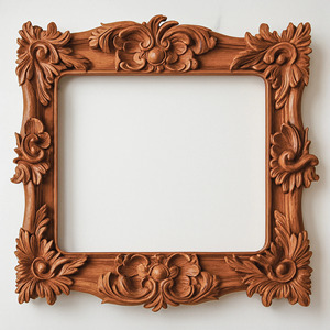Marco de fotos cuadrado de madera ornamental hecho a mano, para montar en la pared, orientación horizontal, marco decorativo de madera para mesa auxiliar - Product Image 1