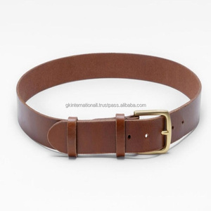 Cinturón informal de cuero de moda para hombre de grano completo marrón con hebilla de PIN de latón sólido cinturón informal de negocios - Product Image 1