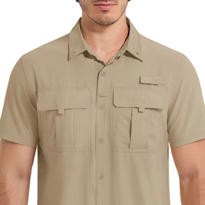 Adjustable Wear UPF 50 Men’s Fishing Dress Shirt Button <b>Down</b> Woven Short Sleeve Outdoor elegant product custom logo men - Product Image 6