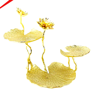 Soporte de Pastel de 2 Niveles Vintage con Diseño de Flor de Cerezo, Bandeja Decorativa de Metal con Acabado Plateado para Fiestas y Decoración del Hogar - Product Image 3